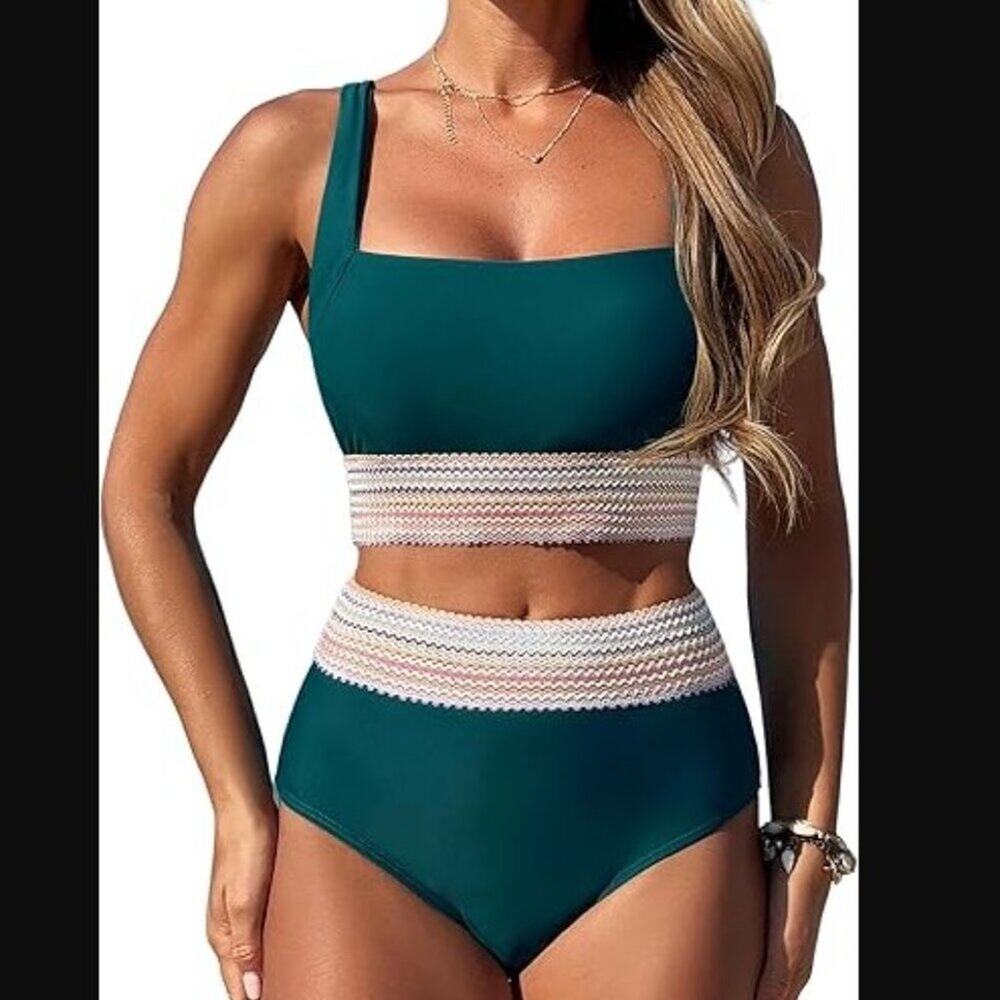 ZAFUL Brand Women's XXL NWOT High Waisted Bikini Sporty Swimsuit Teal